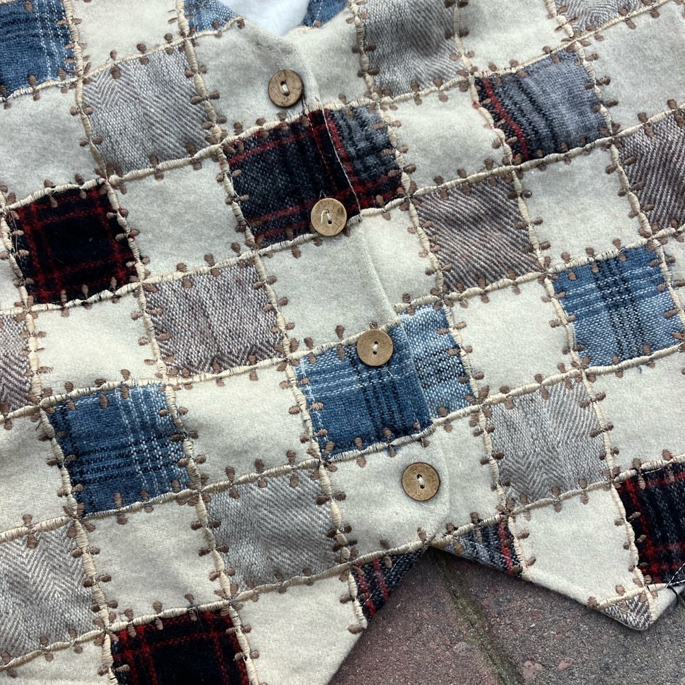 New Directions Vintage Wool Patchwork Quilted Ves… - image 2
